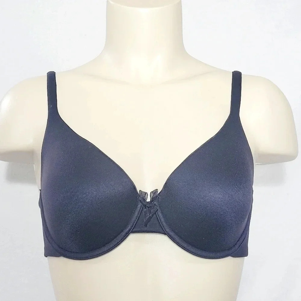 32DD Fine Lines MM022 Memory Foam Full Coverage Convertible Bra Black NWT  New‎